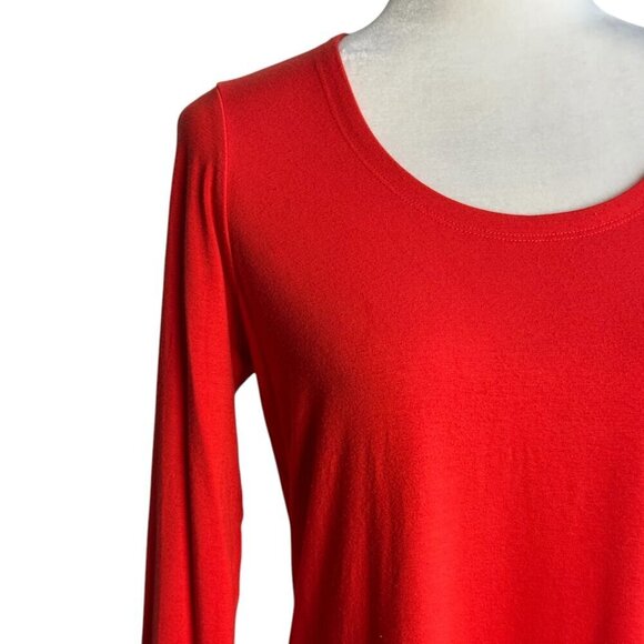 Eileen Fisher Ballet Neck Long Sleeve Tunic Top Mini Dress Red Women's Size S - Picture 3 of 7